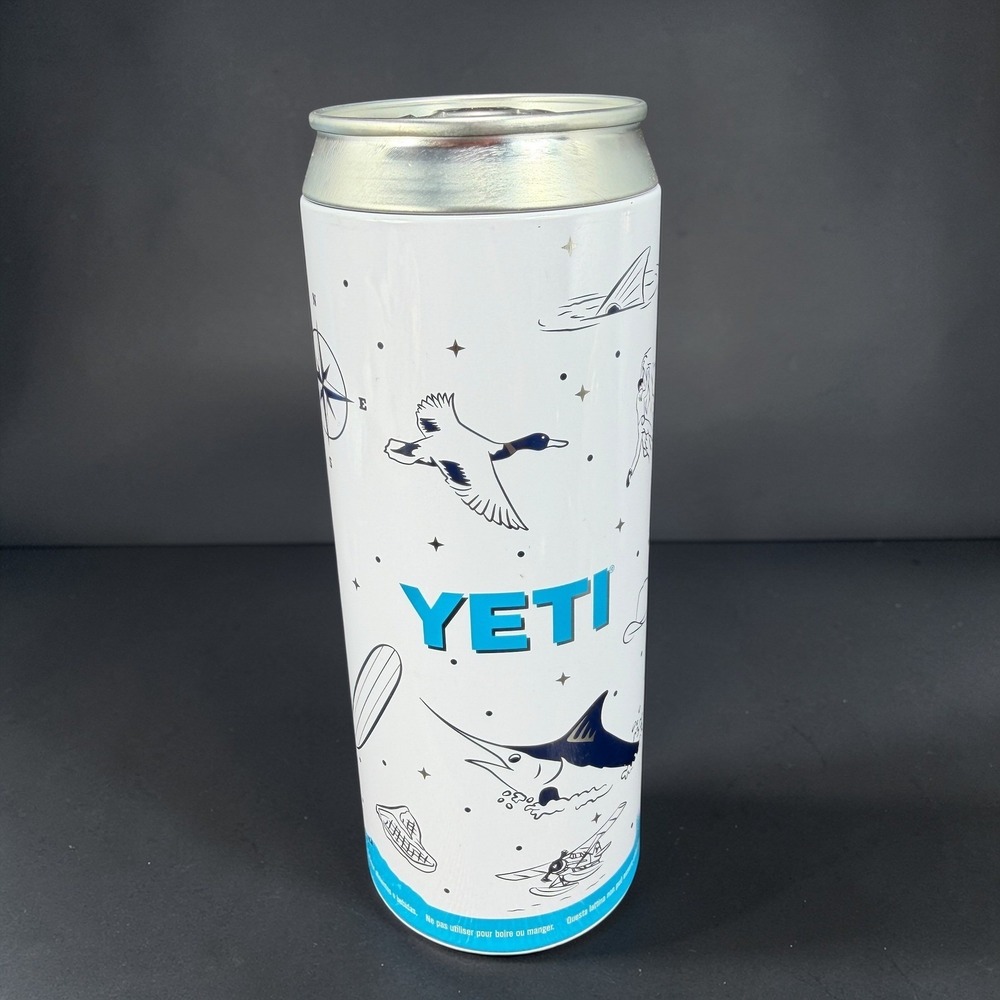 YETI Collectible Stash Tin Can Set of 2 White Outdoor Adventure Graphic Marlin - Picture 2 of 13